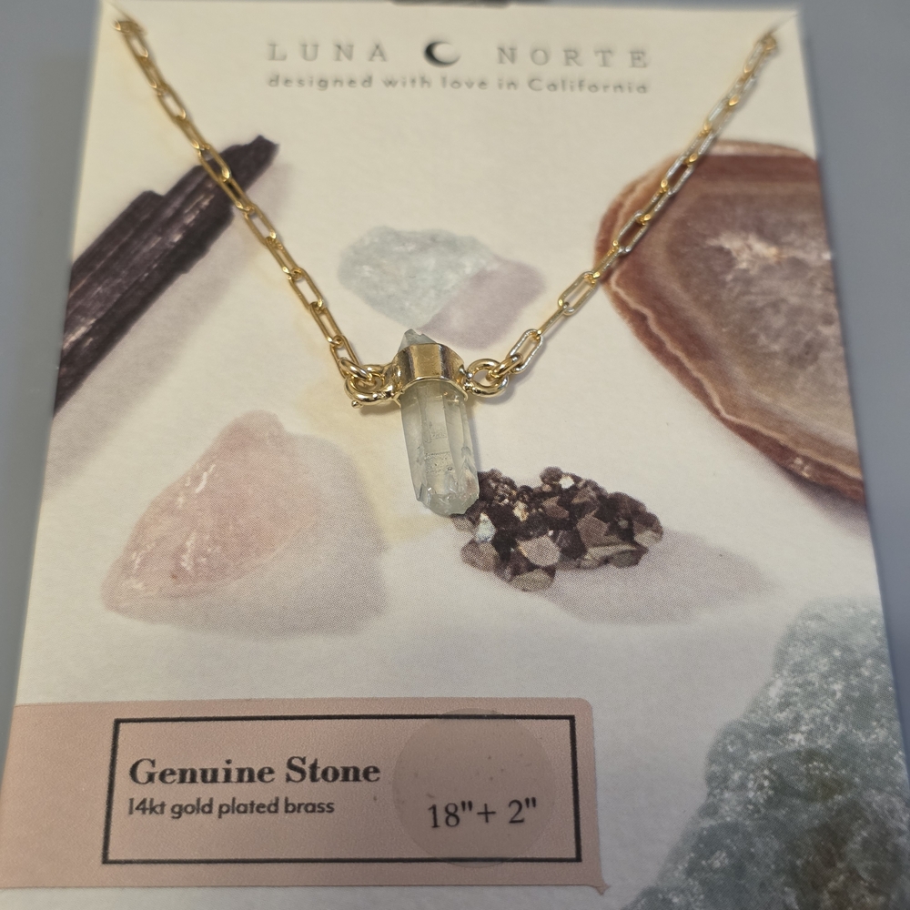 Luna Norte Gold-Plated Clear Crystal Pendant Necklace
